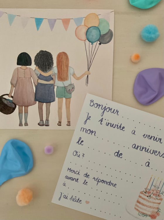 Image of "Girlfriends" Invitations anniversaire FRANCAIS / Geburtstagseinladungen FRANZÖSISCH