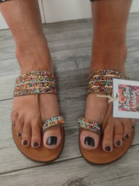 Image 1 of Toe post beaded sandals