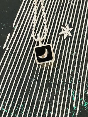 Tiny Silver Square Celestial Pendant