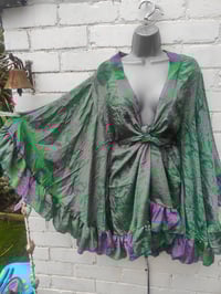 Image 1 of Amara Wrap dress -green and purple