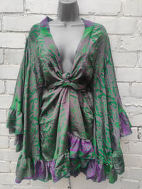 Image 2 of Amara Wrap dress -green and purple 