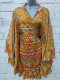 Image 1 of Amara Wrap dress -mustard and pink