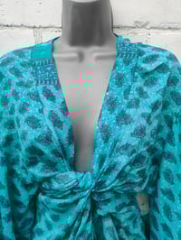 Image 4 of Amara Wrap dress -light turquoise and purple