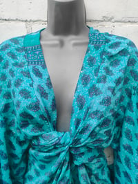 Image 4 of Amara Wrap dress -light turquoise and purple 