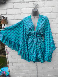 Image 2 of Amara Wrap dress -light turquoise and purple 