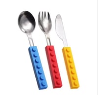 Image 3 of Snack and Stack Lego Cutlery Set with silicone handle