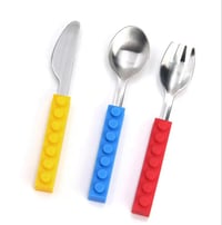 Image 4 of Snack and Stack Lego Cutlery Set with silicone handle