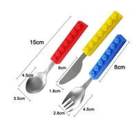 Image 5 of Snack and Stack Lego Cutlery Set with silicone handle