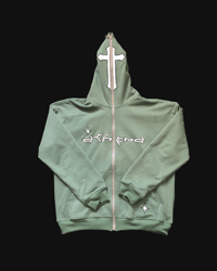WASHED-GREEN CROSS FULLZIP