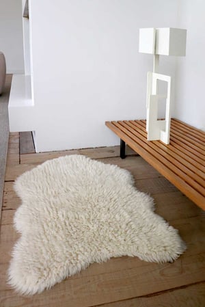 Image of Tapis fausse fourrure 100% laine - 75 X 110 cm 