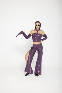 Image 5 of PYTHON-TEXTURED FAUX LEATHER PANTS
