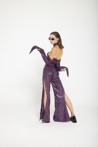 Image 1 of PYTHON-TEXTURED FAUX LEATHER PANTS