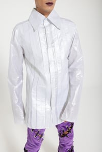 Image 1 of UNISEX SHINY COATED COTTON SHIRT