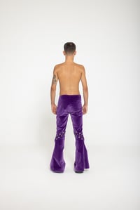 Image 4 of UNISEX FLARED VIOLET VELVET PANTS