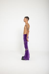 Image 3 of UNISEX FLARED VIOLET VELVET PANTS