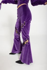 Image 5 of UNISEX FLARED VIOLET VELVET PANTS