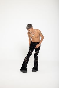 Image 5 of UNISEX FLARED BLACK VELVET PANTS
