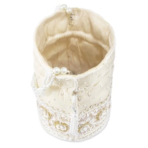 Image of White Creamy Pearly Potli bag