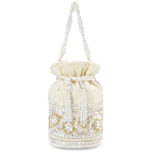 Image of White Creamy Pearly Potli bag