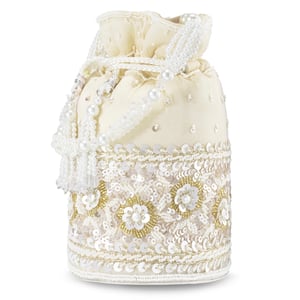 Image of White Creamy Pearly Potli bag