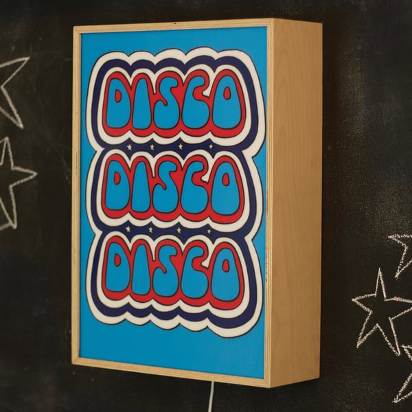 Image of DISCO DISCO DISCO STRIPES - Signed, limited edition, handmade light box