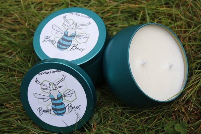 Cotton Wick 6oz Teal Tin Soy Wax Candle