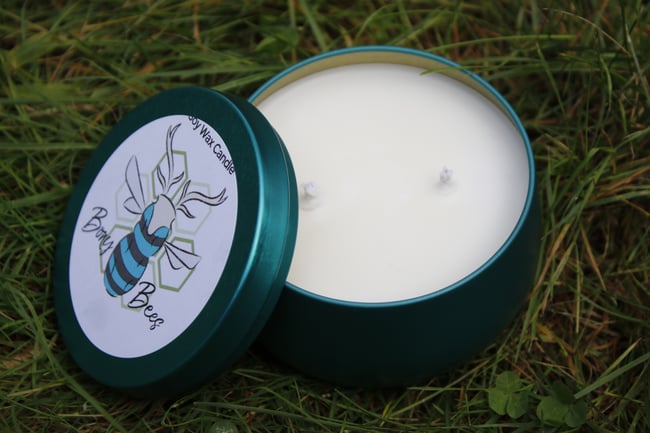 Cotton Wick 6oz Teal Tin Soy Wax Candle