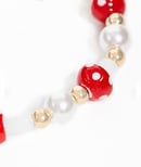 Image 3 of 🍄 Amanita Mushroom Bracelet - Elastic - Glass - Cottagecore