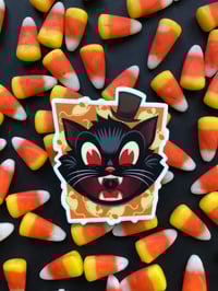 Image of Mr. Phantom Old Timey Retro Halloween Black Cat Vinyl Sticker