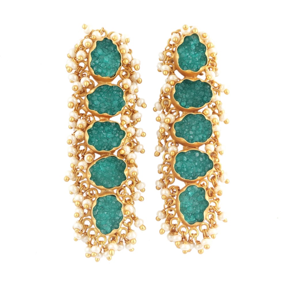 Image of Green Sugar Agate Druzy earring