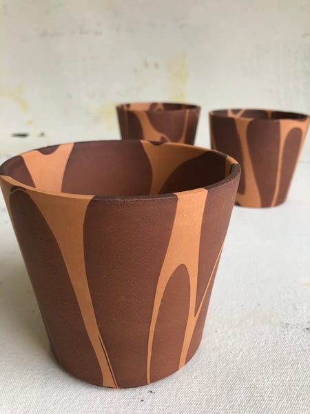Image of MARBLED Pot - Small / Brown