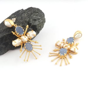 Image of Natural Fresh water sugar druzy Pearl earring