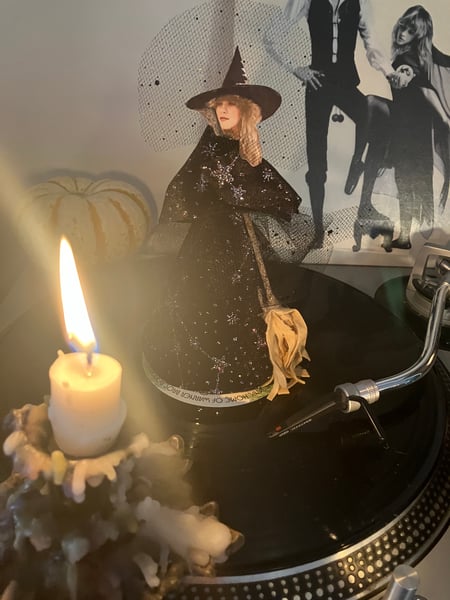 Image of Halloween Stevie with Record Cleaning Broomstick