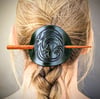 Large Hair Barrette with Wooden Stick #3 (Forest Green)