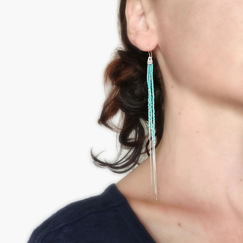 Image of Boucles d'oreilles longues turquoises "Boho"