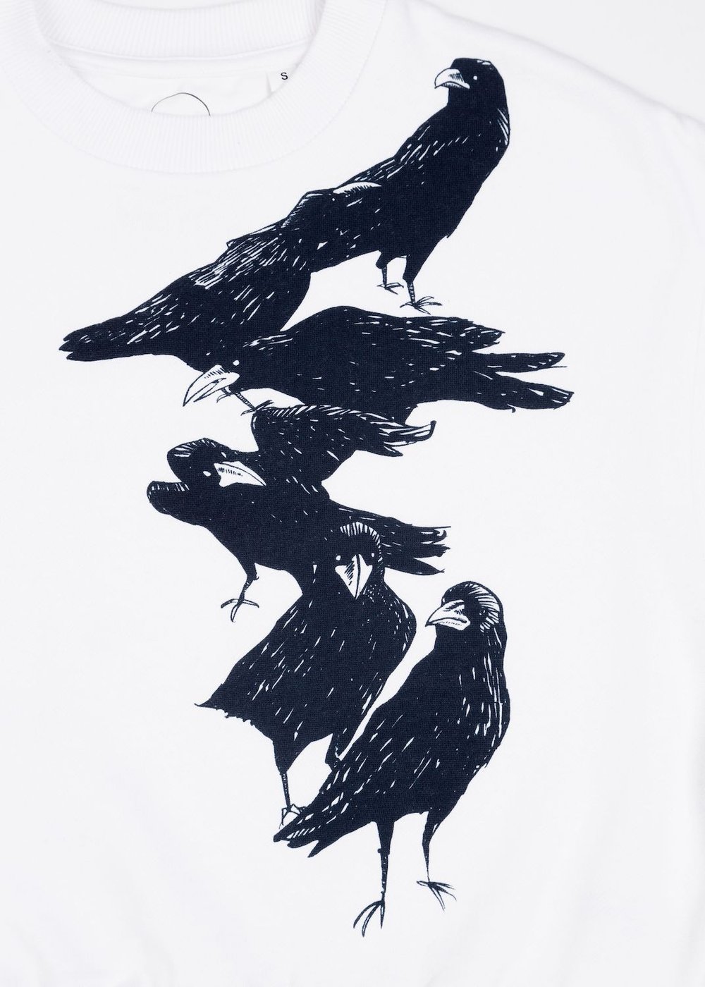 Crow White Cropped Baggy Sweat (RECYCLED)