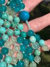 Chrysocolla Prehnite Amazonite 108 Bead Hand Knotted Gemstone Mala