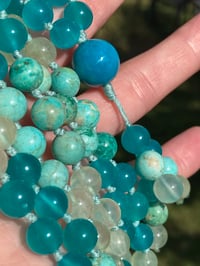 Image 1 of Chrysocolla Prehnite Amazonite 108 Bead Hand Knotted Gemstone Mala