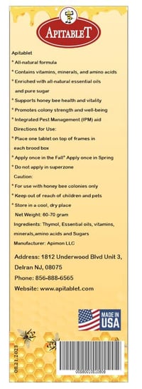 Apitablet 24 Packs of 10 Apitablets (1 case - 240 Tablets) | Beewares