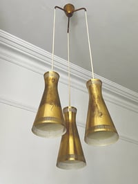 Image 3 of Brass Triple-Light Chandelier for Itsu, Finland [II]