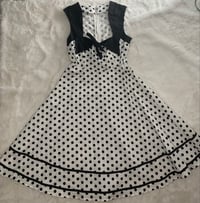 Black Polka Dot Skater Dress -  Size S