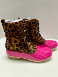 Image 2 of Pink Leopard Rainboots - Size: 7