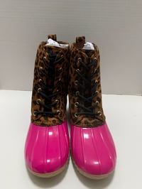 Image 1 of Pink Leopard Rainboots - Size: 7