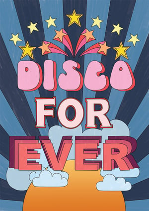 Image of A3 Colouring-In, black and white print - DISCO FOR EVER