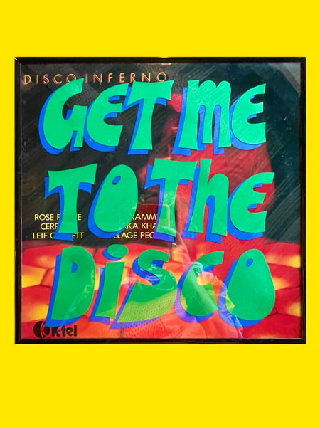 Image of Original collage on vinyl cover - DISCO INFERNO 