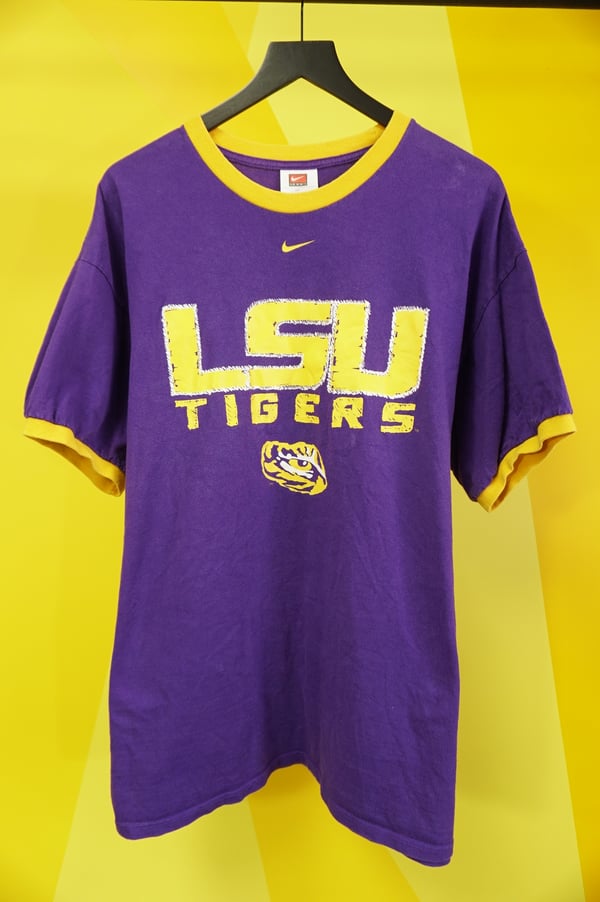 Image of (XL/XXL) LSU Center Check Nike Ringer T-Shirt