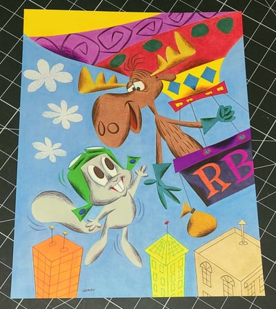 Image of ROCKY and BULLWINKLE 10 1/4" x 13 1/2" PRINT - JAY WARD!