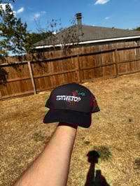 Image 1 of Red & blue flower hat