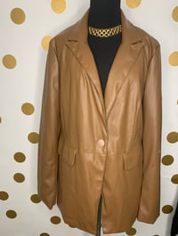 Image 1 of Cognac Faux Leather Jacket - Size: L