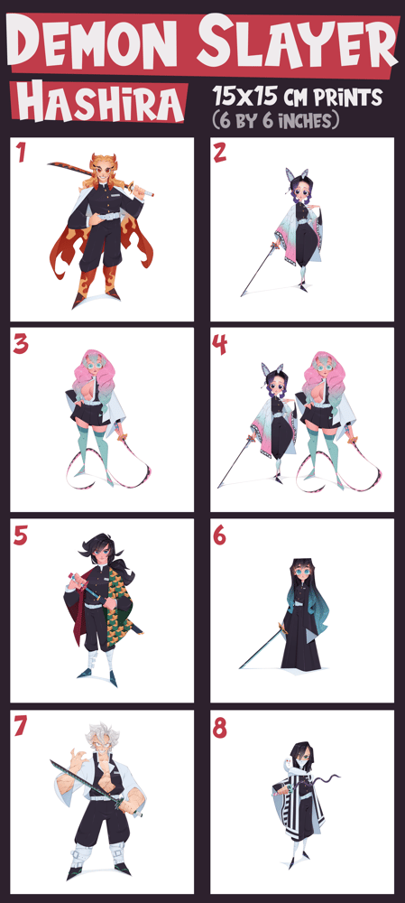 Image of DEMON SLAYER HASHIRA Lineup (Individual Prints)